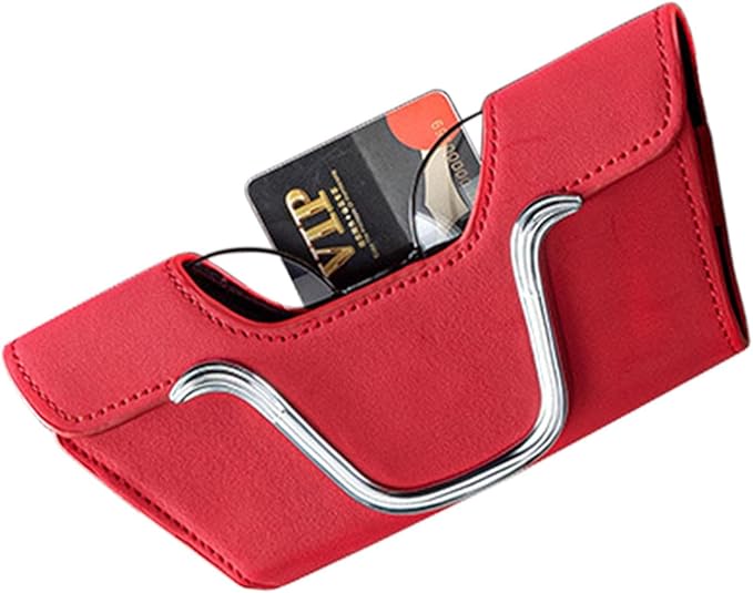 Sunglasses Holder for Car Visor Magnetic Vehicle Glasses Hanger with Clip Leather Auto Interior Eyeglasses Storage Case Accessories Universal for SUV