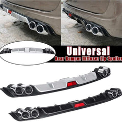 Universal Car Rear Bumper Lip Diffuser Spoiler 4 Holes Exhaust Pipe Decoration