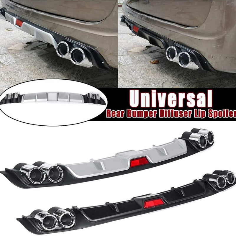 Universal Car Rear Bumper Lip Diffuser Spoiler 4 Holes Exhaust Pipe Decoration