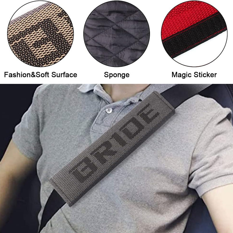 2 Pcs Car JDM Seat Belt Cover Shoulder Pads BRID Racing Seat Material Fabric Gradation