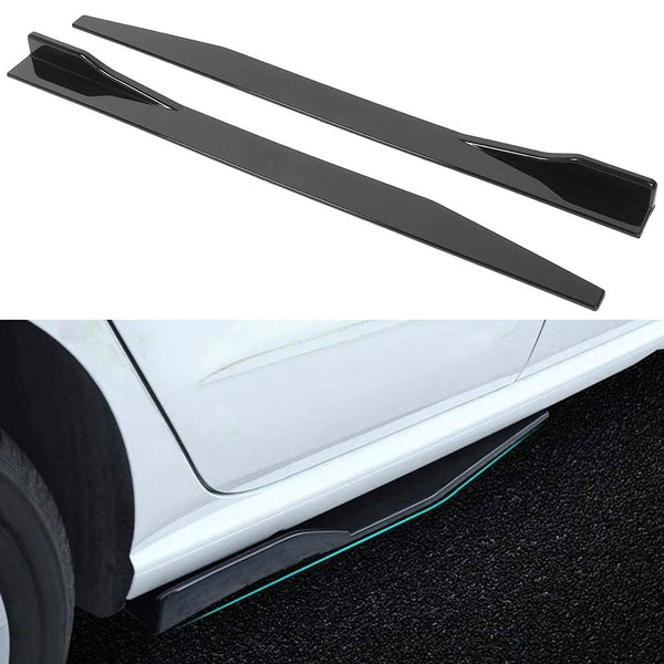 2pcs 120cm/47.2in Universal Car Side Skirt Splitter Lip Winglet Diffuser Glossy Black