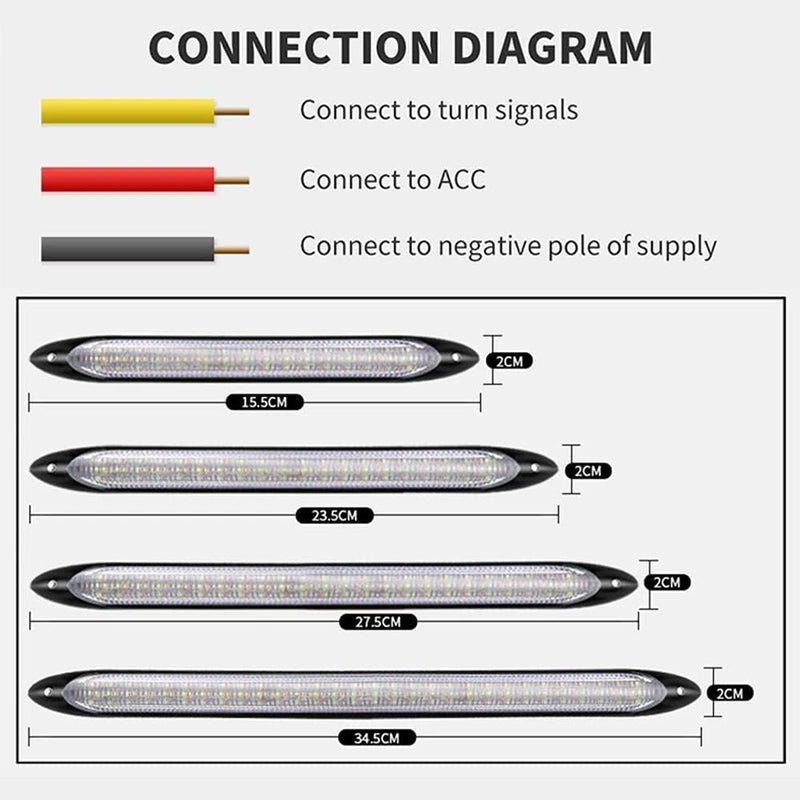 LED Flexible DRL led Tears Strip Light Daytime Running Sequential Switchbacks Turn Signals Lights