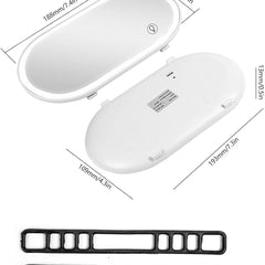Car Oval Visor Vanity Mirror With Dimmable 23 LED Lights Car Cosmetic Mirror With Built-in Battery Rechargeable Battery For Compatible with Toyota Innova Hycross (White)