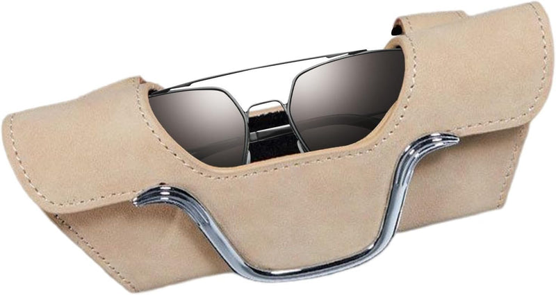 Sunglasses Holder for Car Visor Magnetic Vehicle Glasses Hanger with Clip Leather Auto Interior Eyeglasses Storage Case Accessories Universal for SUV