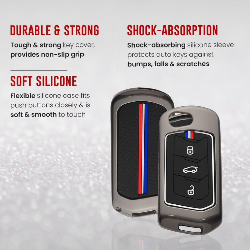 Car Metal Key Cover for Mahindra Thar Roxx, Scorpio N, XUV3X0, XUV700, XUV400, Bolero Neo, Bolero 2020, Scorpio Classic, Thar 2020 Zinc Alloy