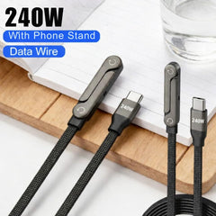 2 In 1  240W USB C Fast Charging Cable With Built In Invisible Stand For Mobile