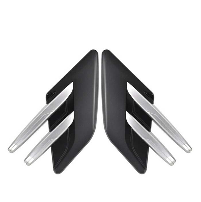 2pcs Black Chrome Car Fender Side Vents Compatible Decorative Air Flow Intake For Exterior Parts in ABS