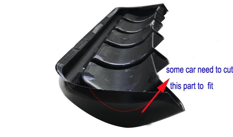 6Fin Universal Lower Rear Body Bumper Lip Diffuser Shark Fin Spoiler Gloss Black (26