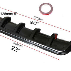 6Fin Universal Lower Rear Body Bumper Lip Diffuser Shark Fin Spoiler Gloss Black (26