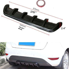 6Fin Universal Lower Rear Body Bumper Lip Diffuser Shark Fin Spoiler Gloss Black (26