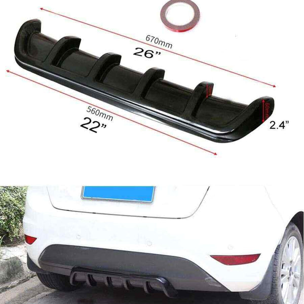 6Fin Universal Lower Rear Body Bumper Lip Diffuser Shark Fin Spoiler Gloss Black (26