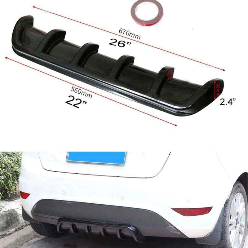 6Fin Universal Lower Rear Body Bumper Lip Diffuser Shark Fin Spoiler Gloss Black (26