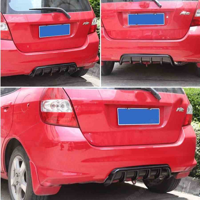 6Fin Universal Lower Rear Body Bumper Lip Diffuser Shark Fin Spoiler Gloss Black (26