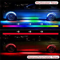 6PCS 4pcs x 60cm + 2pcs x 150cm 12V IP65 Bluetooth App Control Flowing Color RGB LED Strip Under Car Tube Underglow Underbody System Neon Light