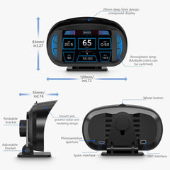 P2 3inch Multi-function HD OBD LCD Instrument GPS Car Speed Slope Meter HUD Head-up Display