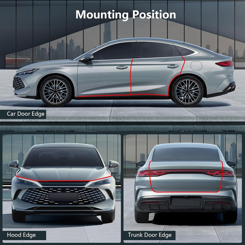 Car Door Edge Protector Strip, 5Mx10mm U-Shaped Flexible Rubber & Steel Exterior Accessories All - Noise Isolator, Car Door Guard, Anti-Scratch Vehicle Protection, All Models