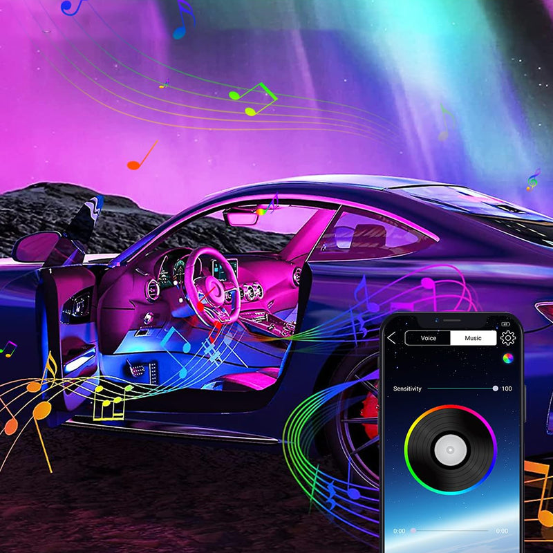 43 inches RGB Inside Car Lights, USB Car LED Lights with APP/Remote Control, 16 Millions Color Changing Ambient Lighting Kit, Car Lighting Accessories, Music USB Light Strip