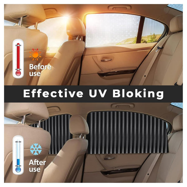 4 Pack Slidable Car Side Window Sun Shades Privacy Magnetic Curtains