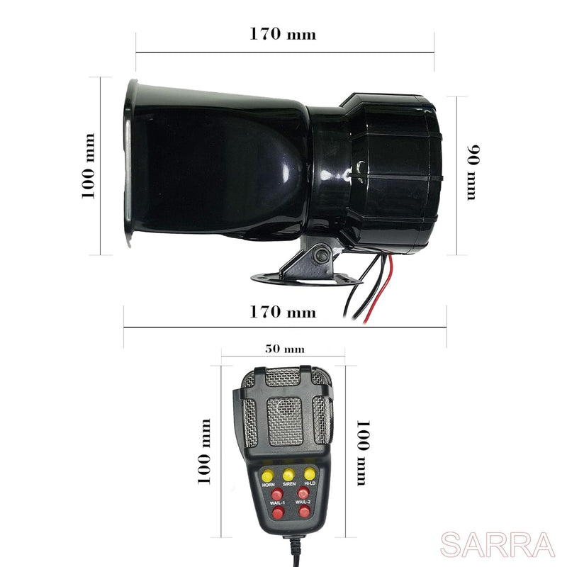 Car Siren Speaker,12V 50W 7 Tone Sound Car Siren Vehicle Horn with Mic PA Speaker
