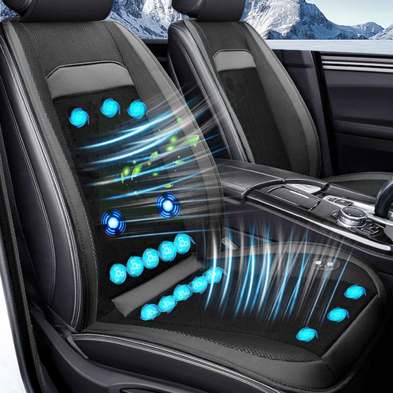 Universal 12V Cooling Car Seat Cover with 16 Fans Automotive Seat Cooler Pad for Front Seats Ventilated Car Seat Cushion with Breathable Design