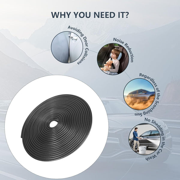 Car Door Edge Protector Strip, 5Mx10mm U-Shaped Flexible Rubber & Steel Exterior Accessories All - Noise Isolator, Car Door Guard, Anti-Scratch Vehicle Protection, All Models