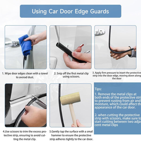 Car Door Edge Protector Strip, 5Mx10mm U-Shaped Flexible Rubber & Steel Exterior Accessories All - Noise Isolator, Car Door Guard, Anti-Scratch Vehicle Protection, All Models