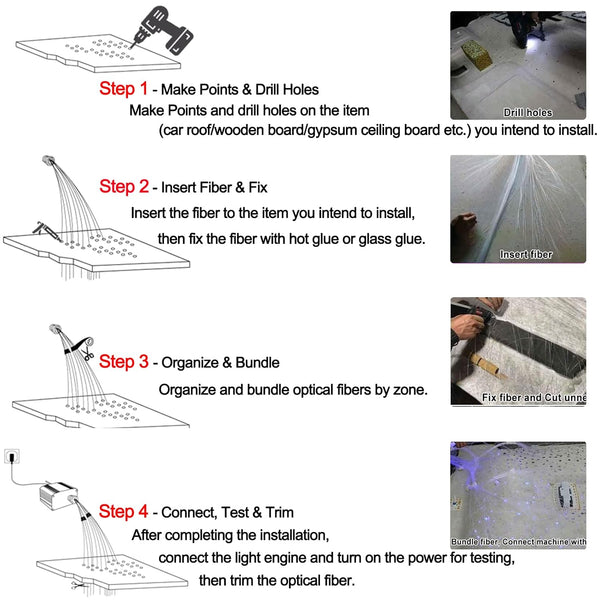 550* Fiber Optic RGBW LED Car Shooting Meteor Star Roof Headliner Light Kit 16W