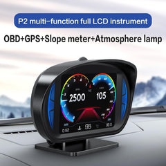 P2 3inch Multi-function HD OBD LCD Instrument GPS Car Speed Slope Meter HUD Head-up Display