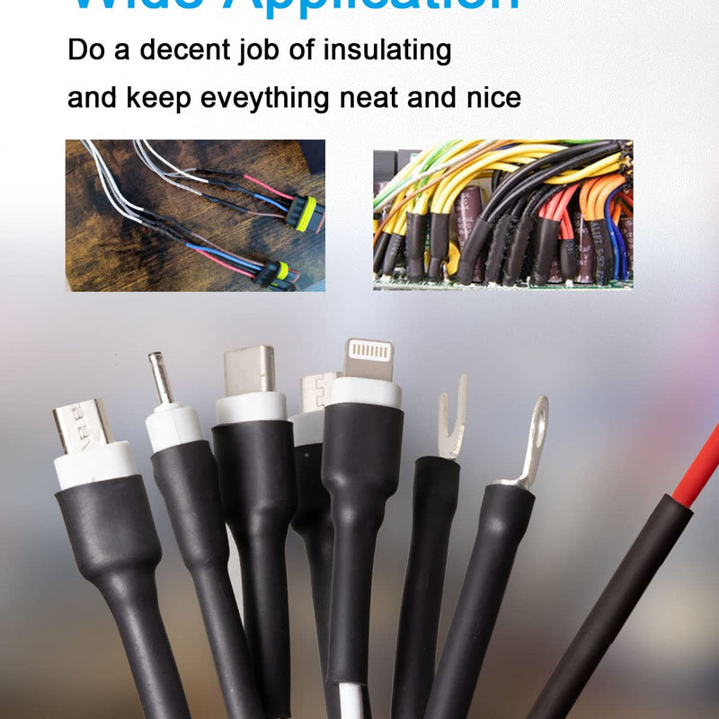 127 pcs Heat Shrink Polyolefin Tubing 2:1 Electrical Wire Connection Sleeve Cable Insulation Tube Kit (7 Sizes)
