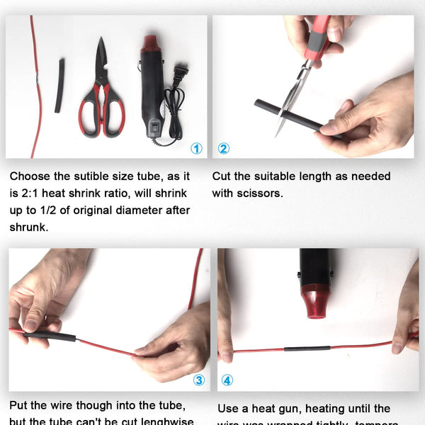 127 pcs Heat Shrink Polyolefin Tubing 2:1 Electrical Wire Connection Sleeve Cable Insulation Tube Kit (7 Sizes)