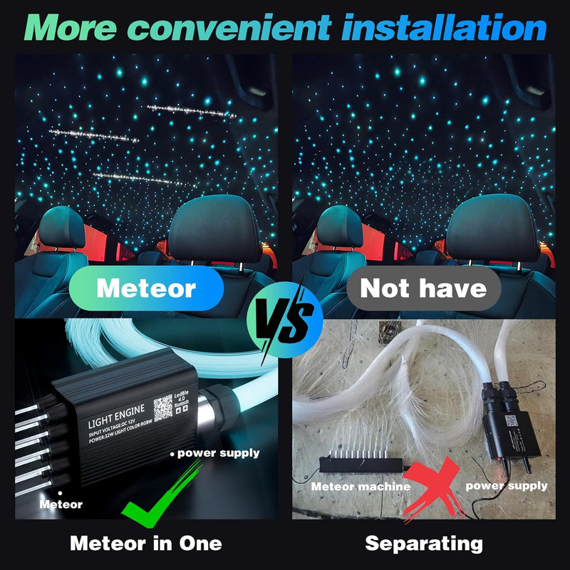 550* Fiber Optic RGBW LED Car Shooting Meteor Star Roof Headliner Light Kit 16W