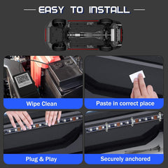 4PCS 2x90cm + 2x120cm 12V IP65 Bluetooth App Control Flowing Color RGB LED Strip Under Car Tube Underglow Underbody System Neon Light