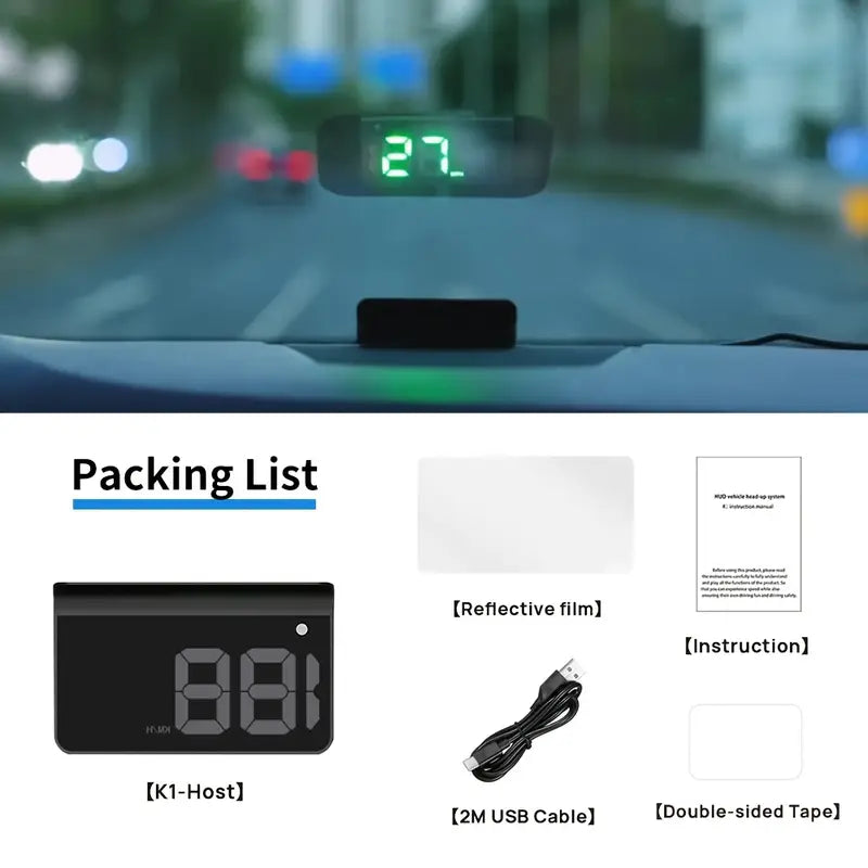 HUD Head Up Display for Car,Universal Digital Speedometer Smart Gauge Speedometer GPS Digital Speed Meter Tachometer for Car, KMH, Green