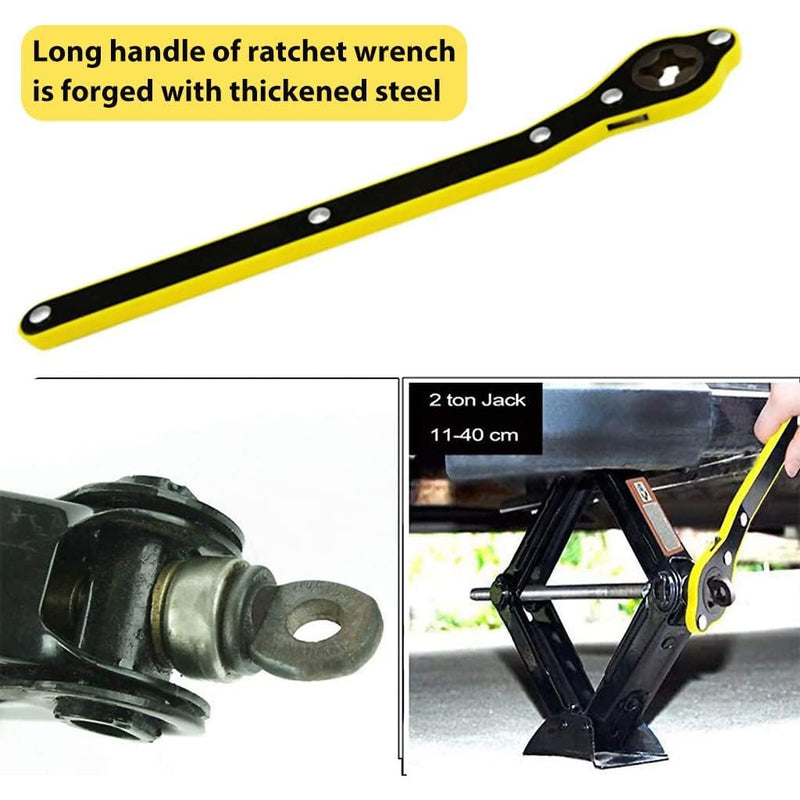 Car Tyre Jack Ratchet Wrench 360° Labor Saving Handle For Scissor Jack & Tire Change