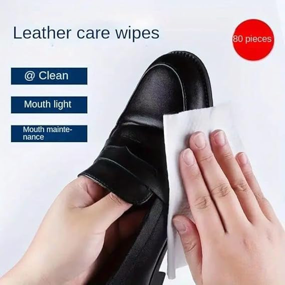 80 Pcs Premium Leather Care Wipes All In One Cleaner & Conditioner For Car Seats, Sofas, Shoes & Jackets Restores, Protects & Shines
