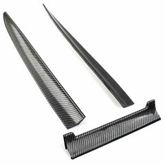 3pcs Carbon Color Universal PVC Car Rear Wing Lip Spoiler Tail Trunk Roof Trim