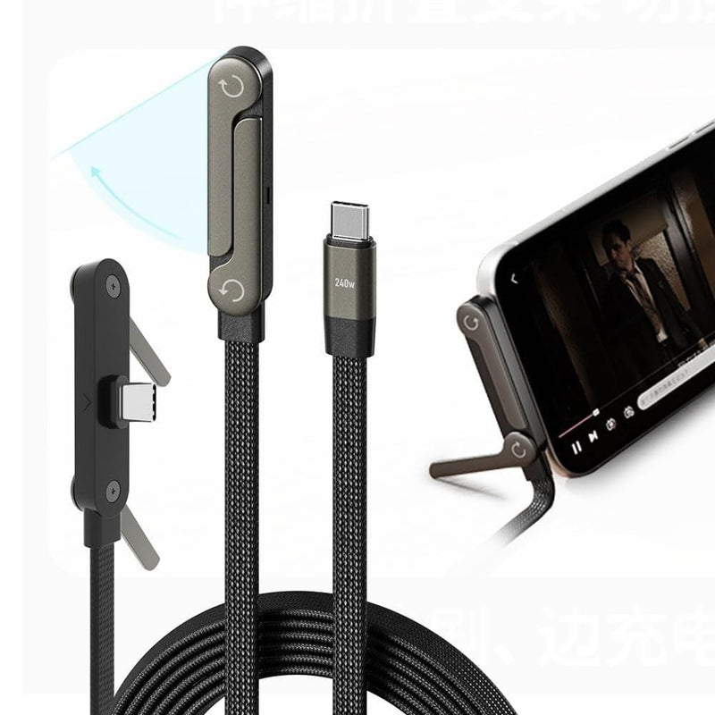 2 In 1  240W USB C Fast Charging Cable With Built In Invisible Stand For Mobile