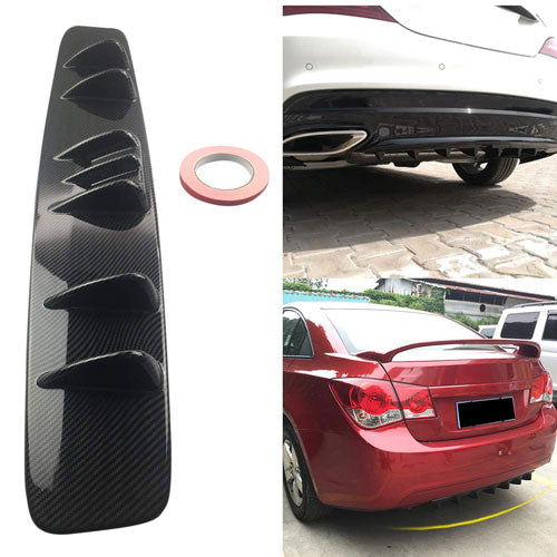7Fin Carbon Black Universal Lower Rear Body Bumper Lip Diffuser Shark Fin Spoiler