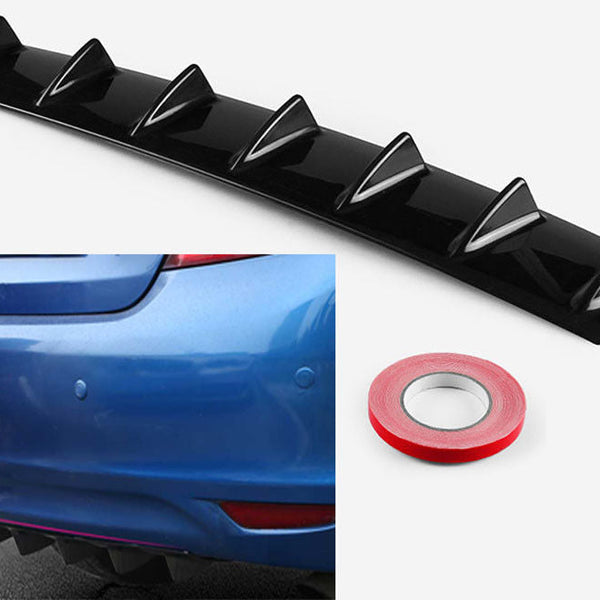 7Fin Universal Lower Rear Body Bumper Lip Diffuser Shark Fin Spoiler Gloss Black