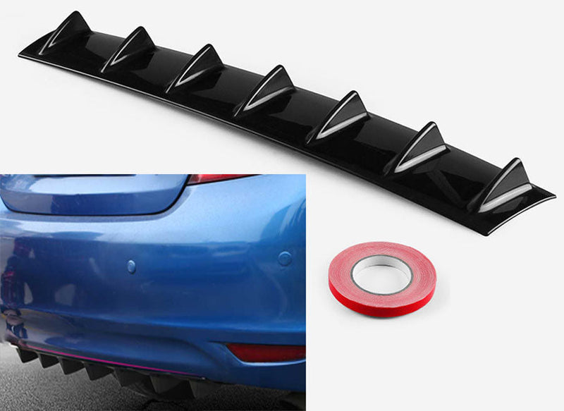 7Fin Universal Lower Rear Body Bumper Lip Diffuser Shark Fin Spoiler Gloss Black