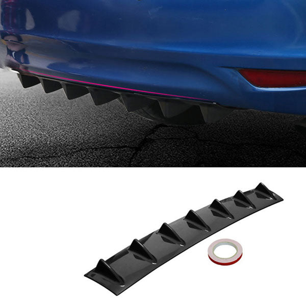 7Fin Universal Lower Rear Body Bumper Lip Diffuser Shark Fin Spoiler Gloss Black