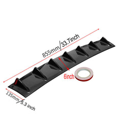 7Fin Universal Lower Rear Body Bumper Lip Diffuser Shark Fin Spoiler Gloss Black