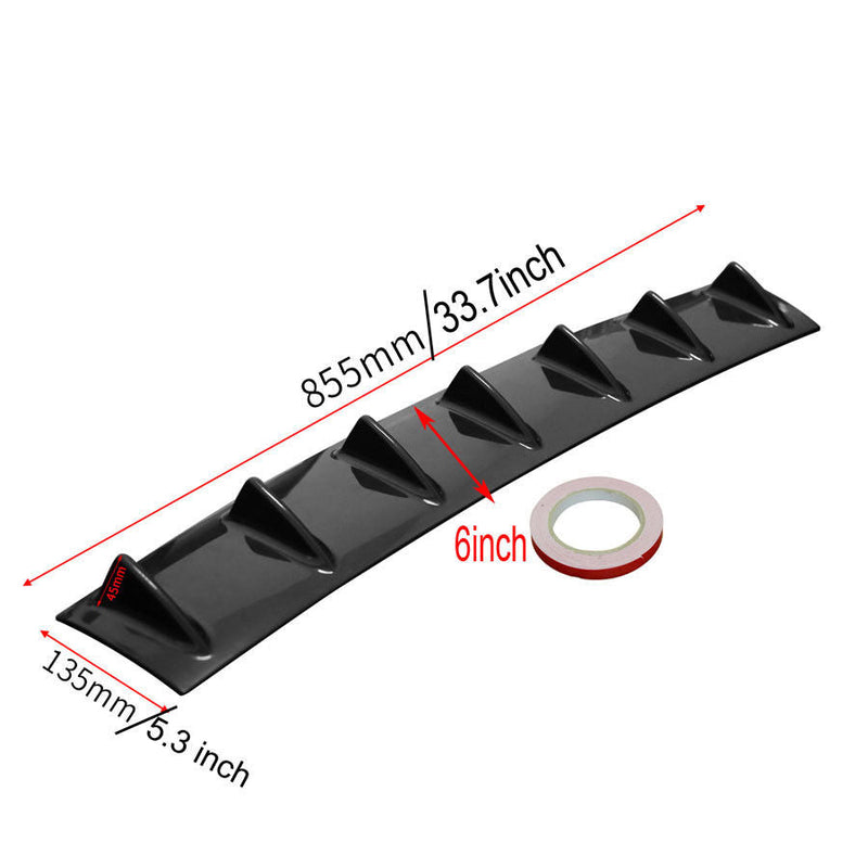 7Fin Universal Lower Rear Body Bumper Lip Diffuser Shark Fin Spoiler Gloss Black