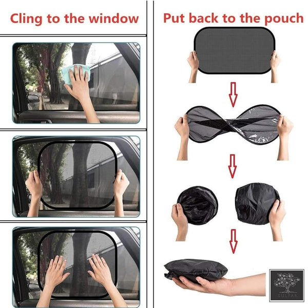 2pcs Polyester, Polypropylene Car Sun Shade for Side Windows (Black)