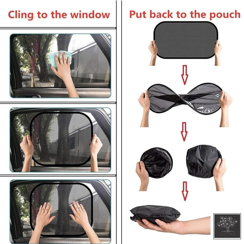 2pcs Polyester, Polypropylene Car Sun Shade for Side Windows (Black)