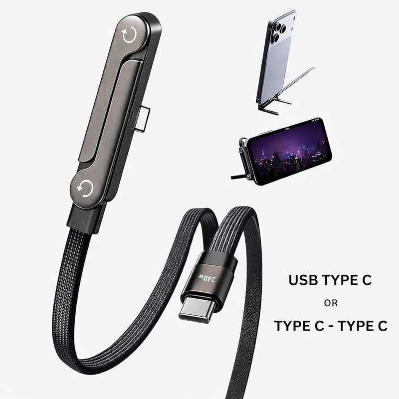 2 In 1  240W USB C Fast Charging Cable With Built In Invisible Stand For Mobile