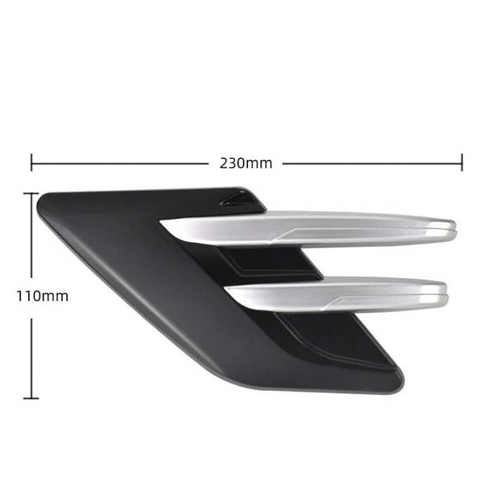 2pcs Black Chrome Car Fender Side Vents Compatible Decorative Air Flow Intake For Exterior Parts in ABS