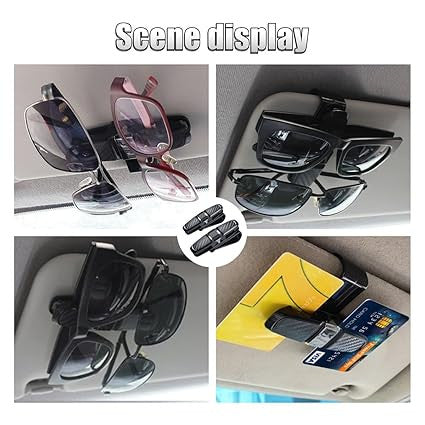 Car Sunglasses Holder Clip 180° Rotatable Visor Mount With Card Slot
