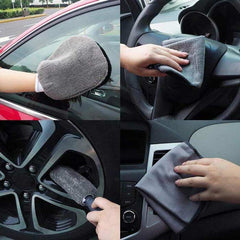 9pcs Dark Gray Car Wash Cleaning Kit Microfiber Auto Detailing Washing Tools