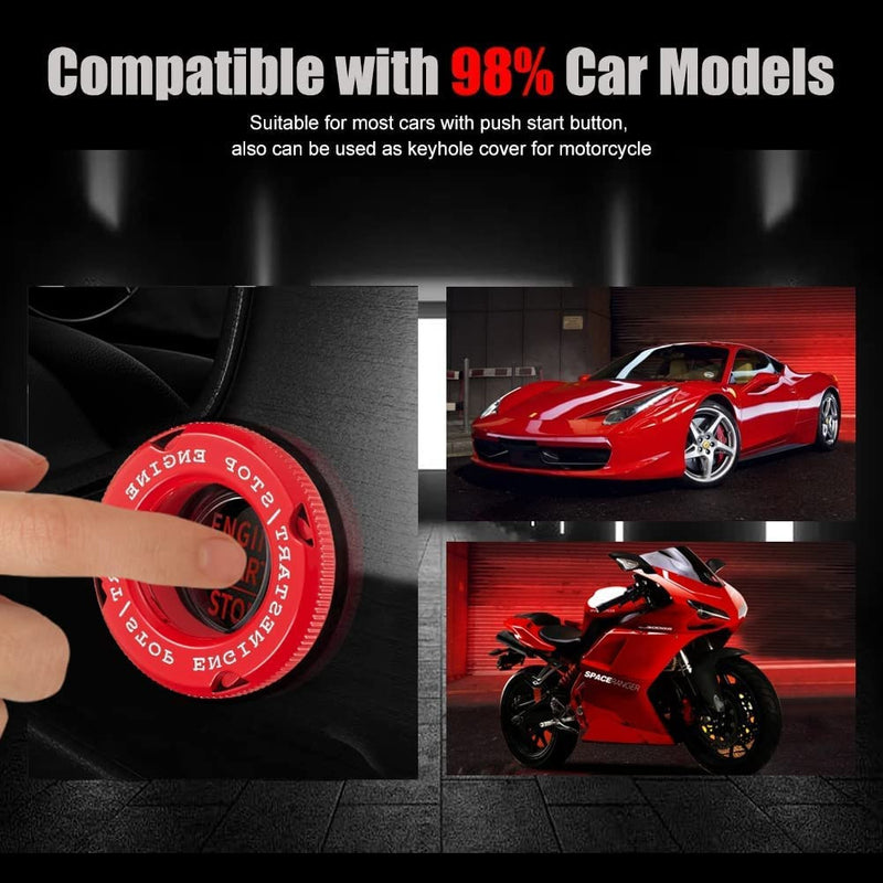 Car Push Start Button Cover Zinc Alloy Engine Start Stop Protector With Flip Design